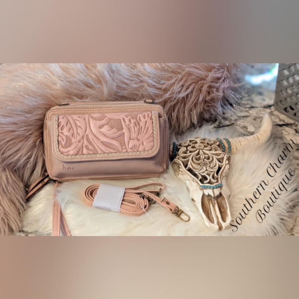 b.o.c. Blush Embossed Clutch